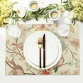 thumbnail image 3 of Vintage Bird Floral Placemats for Dining Table Pink Green Yellow Flower Leaves Decorative Heat-Resistant Washable Linen Chinoiserie Retro Farmhouse Table Mats 12x18 Inch for Home Kitchen Use Set of 6, 3 of 5