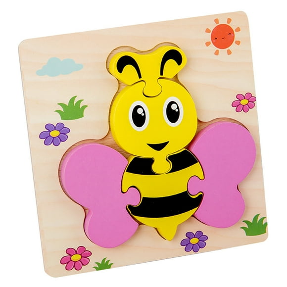 Wooden Bee Puzzles For Toddlers 1-3 Years Old Boys Girls Educational Toy 3D 5.7X5.7X0.3In