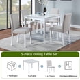 thumbnail image 6 of PORKISS Dining Table Set for 4, Solid Wood Dining Room Set with 1 Square Table 4 Upholstered Chairs, Dinner Table with Padded Chairs for Home Kitchen, White, 6 of 11
