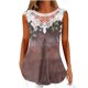 thumbnail image 2 of ICHUANYI Clearance Women Fashion Summer Sexy Fold Printed Regular Lace Sleeveless V Neck Button Top(Coffee, S) ICHUANYI WER2023080904897, 2 of 5