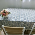 thumbnail image 4 of Retro Blue and White Porcelain Tablecloth with Lace Cotton Linen Table Cover for Dinning Home Decor, 4 of 8