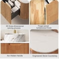 thumbnail image 3 of 60 inch Bathroom Vanity with Double Sink, Floating Bathroom Vanities with Ultra-Thin Marble Basin and Countertop, 2 Large Soft-Closing Storage Drawers, Pre-Assembled Cabinet, Nature Wood, 3 of 7
