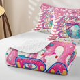 thumbnail image 4 of meiyoeat Kawaii Bowknot Baseball Quilt King for Girls, Sweet Bow Ice Cream King Coverlet Set, Pink Blue Yellow, 3-Piece, 1 Comforter and 2 Pillowcases, 4 of 7