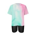 thumbnail image 2 of Summer Savings! 2 Piece Sets for Women Fashion Casual Gradient Print Crewneck Short Sleeve Oversized T Shirt Drop Shoulder Tops And Shorts Sets, 2 of 4
