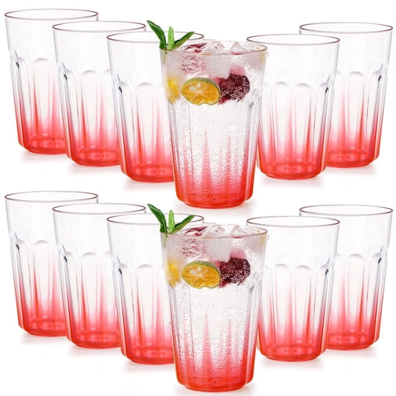 Greentainer Plastic Cups StackableReusable Drinking Glasses Apartment Essentials. Mugs for Family Gatherings, Parties, Picnics,Unbreakable ,Lightweight Tumbler Dishwasher Safe 12PCS 350ml BPA Free