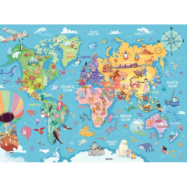 Rompecabezas Ravensburger World Map 100 piezas para mayores de 6 años