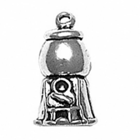 Sterling Silver 16" .8mm Box Chain 3D Bubble Gum Gumball Machine Pendant Necklace