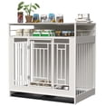 thumbnail image 4 of 43.3 inch Furniture Dogs Wooden Crate Divider,Double Door Dog Kennel with Three Drawers Storages Heavy Duty Decorative Pet House for Large Medium Dogs White, 4 of 10