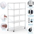 thumbnail image 4 of 5 Tier NSF Metal Shelf Wire Shelving Unit, 6000lbs Capacity Heavy Duty Adjustable Storage Rack with Wheels & Shelf Liners for Commercial Grade Utility Steel Storage Rack , 82"H x 48"L x 24"D - Chrome, 4 of 9