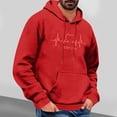 thumbnail image 2 of Men's Happy Valentine's Day Pullover Sweatshirts with Hoody Love Heart Print Hooded Casual Graphic Basic Sweatshirts Aesthetic Hoodies with Pocket(Red,XXL), 2 of 5