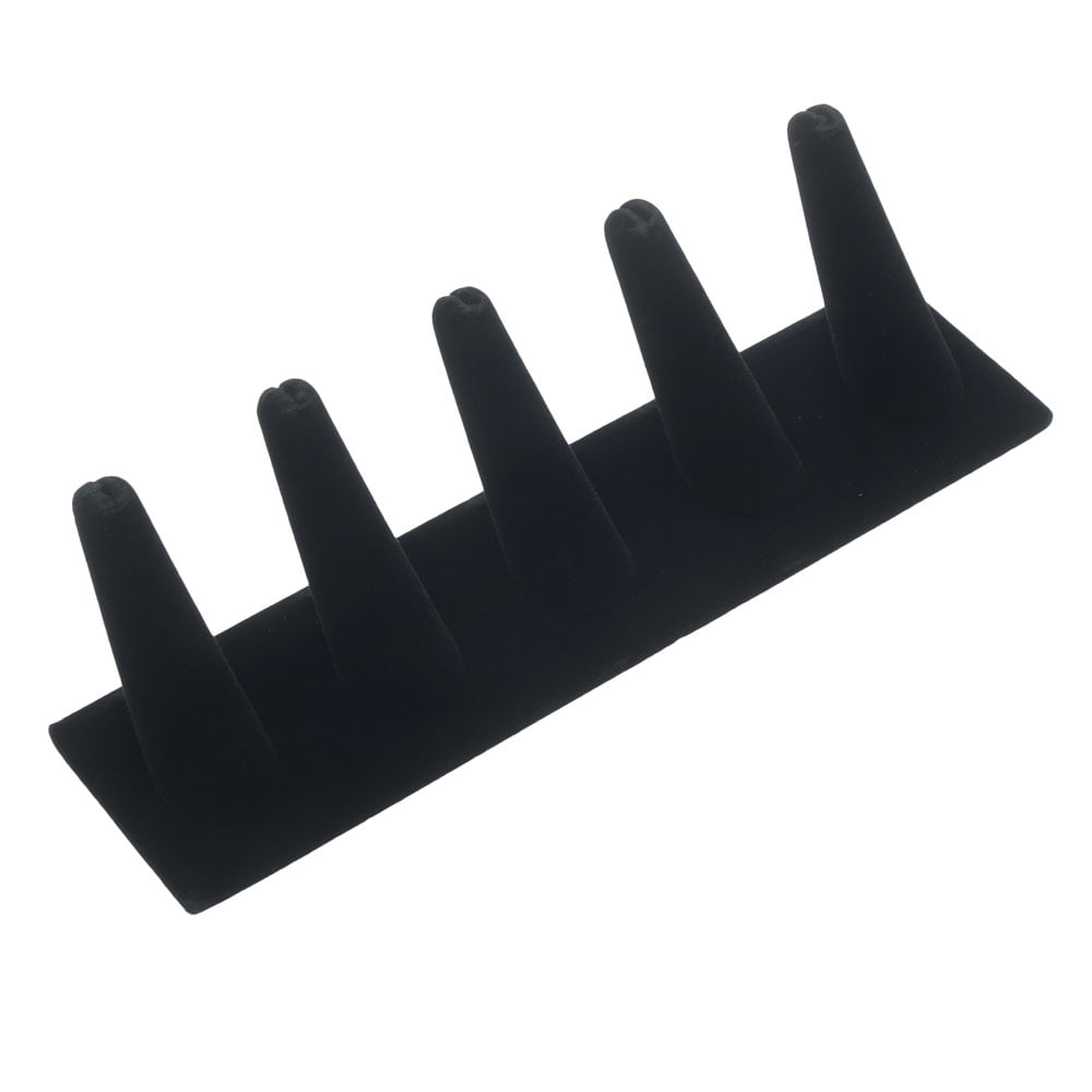 Five Finger Ring Jewelry Display Black Velvet