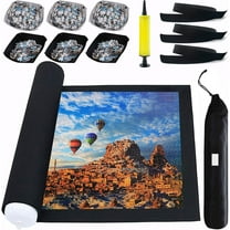 Jigsaw Puzzle Board Mat 1000 500 Piece, 6 Storage Tray and Sticker Glue Sheets Portable Sorting Table Large Puzzle Accessories Organizer for Adults Gift Frame Keeper Cover Holder Pad Saver with Case
