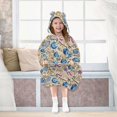 thumbnail image 7 of FORMRS Wearable Blanket Hoodie with Sleeves for Kids Cozy Flannel Sweatshirt, Blue Dice Pattern, 7 of 7