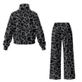 thumbnail image 5 of SCRAWLGOD Leopard Print Gray Black Women's 2 Piece Outfits Casual Pullover Sweatshirt Wide Leg Lounge Set Trendy Sweatsuit Turtleneck Lounge Set for Daily Wear, XS, 5 of 7