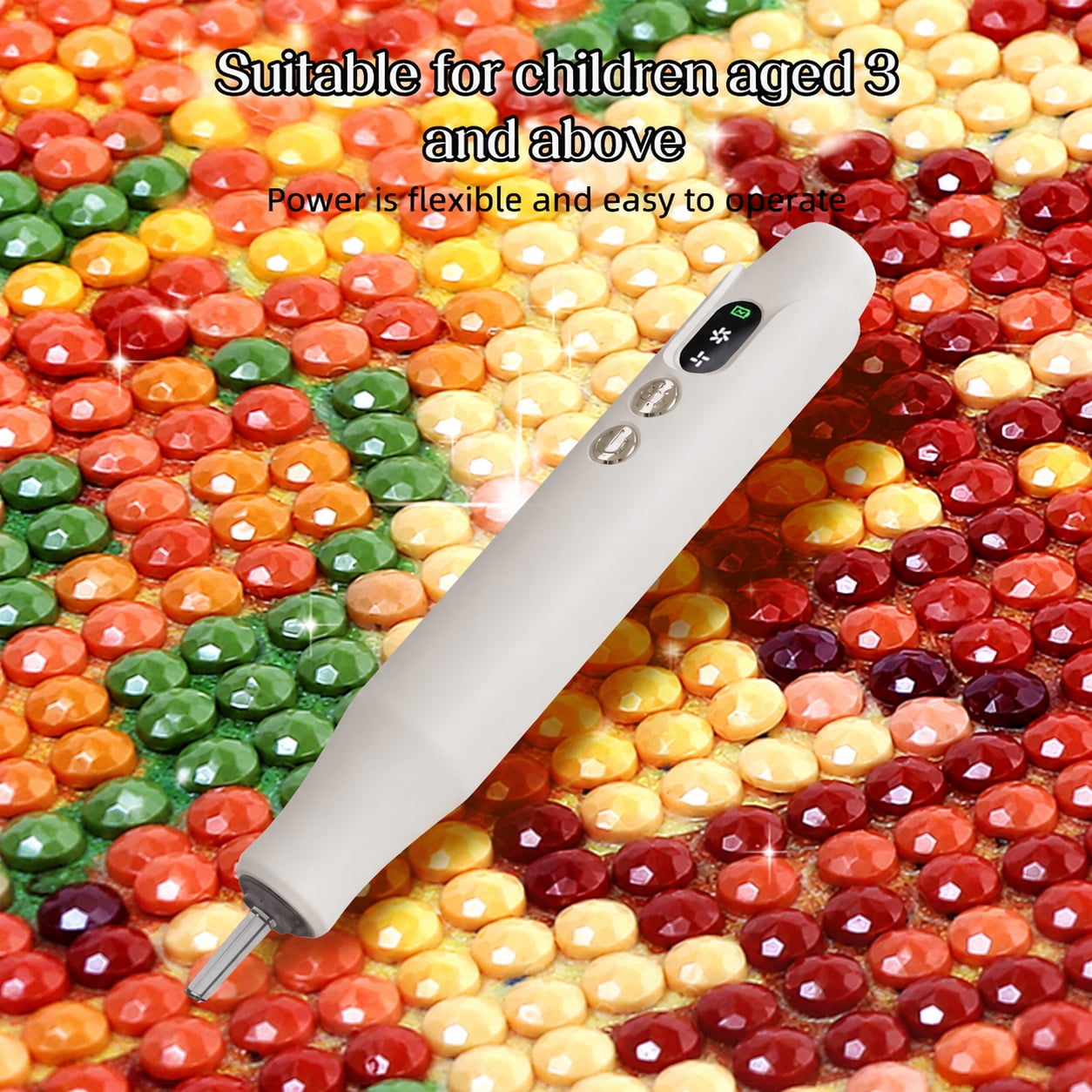 Wiher Diamond Art Pens, Electric Vacuum Diamond Painting Pen no Wax Needed, Dual-Speed Adjustment, Diamond Art Accessory for DIY Diamond Painting, Gift for Diamond Art Fan, White