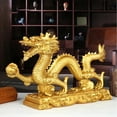 thumbnail image 5 of Feng Shui Gold Dragon Chinese Statue Figurine Housewarming Congratulatory Paperweights Gift Tabletop Decor Collection , L L, 5 of 9