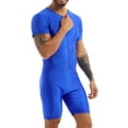 thumbnail image 3 of iEFiEL Men Solid Color Front Zipper Stretchy Leotard Bodysuit Sleepwear, 3 of 7