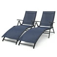 thumbnail image 3 of Lacoo Set of 2 Patio Lounge Chairs Adjustable Pool Chaise Lounge Chairs Folding Outdoor Recliners Aluminum, Fabric ,Blue, 3 of 7