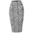 thumbnail image 1 of A2Y Women's Basic Solid Ponte Knee Length Slit Techno Span High Waist Pencil Skirt Leopard White M, 1 of 3