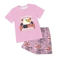thumbnail image 6 of Staki 4th of July Outfits Girls Clothes Short Sleeve Tops + Shorts Kids Summer T-shirt Outfit 2-9Y 10-12Y(Light Pink,6-7 Years), 6 of 7