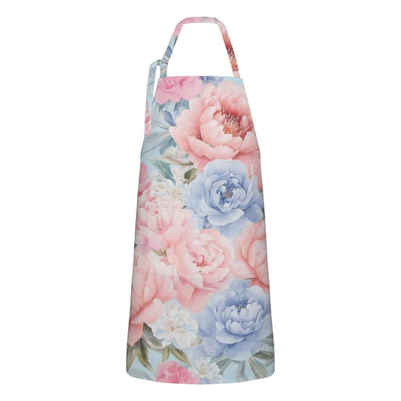Pioneer Flower Floral Print Pattern Apron-Garden Aprons for Women with Pockets-Cotton Linen Waterproof Kitchen Cooking Gardening Aprons Adjustable for Kitchen,Cooking,BBQ and Salon 33x27 Inch