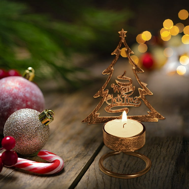 Aligament Candles Christmas Candle Holder Metal Tealight Candlestick  Christmas Metal Tea Light Candle Holders Christmas Tree Candle Stand Table