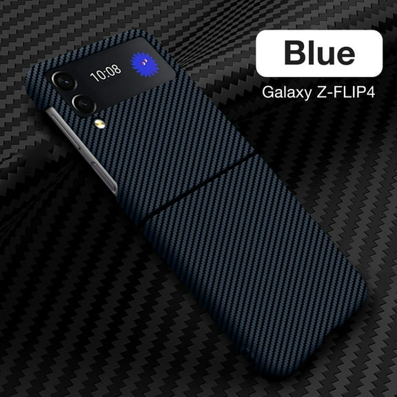 SaniMore for Samsung Galaxy Z Flip 4 6.7" 2022 Folding Case, Carbon Fiber Shockproof Anti-drop Lens All-inclusive Wireless Charging Anti-fingerprint Slim Magnetic Case for Galaxy Z Flip 4, Blue