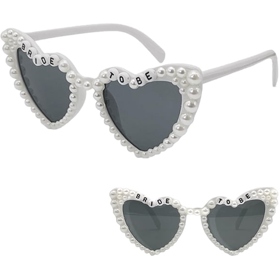Bride to Be Heart-Shaped Pearl Sunglasses, Vintage Fashion Bride Sunglasses for Wedding, Hen Party, Bachelorette Party
