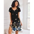 thumbnail image 3 of Ekouaer Nightgowns for Women Short Sleeve Sleep Shirts Pleated Night Dress V Neck Night Shirts Soft House Dress, 3 of 6