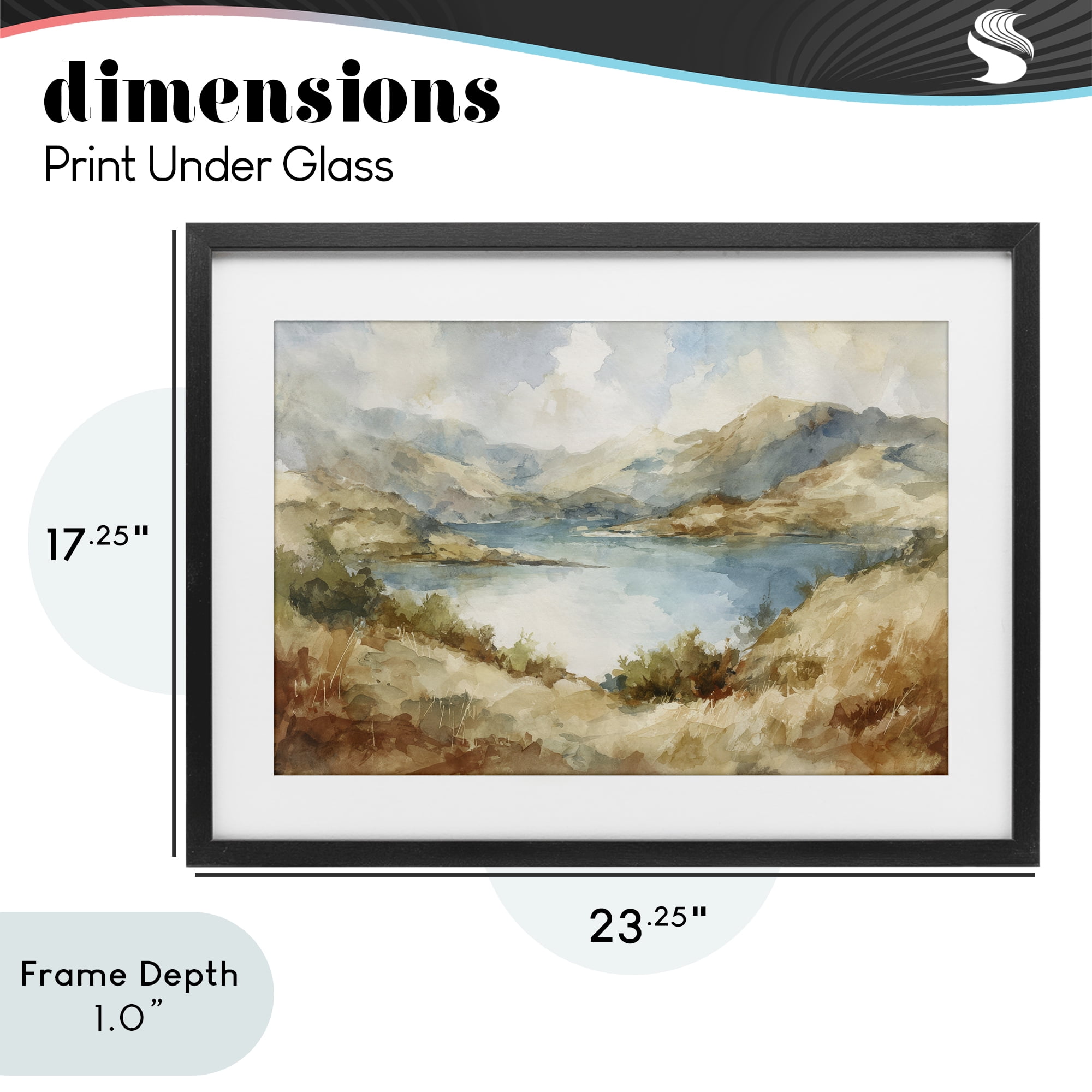 Stupell Industries Secret Mountain Lake Panorama Black Framed Print Under Glass, design by Petal Prints Design