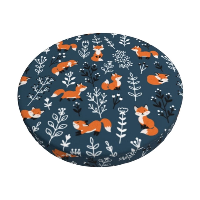 Balery cute fall fox Fundas de asiento para taburete de bar redondo de tela de terciopelo ajustables que protegen de arañazos y manchas para sillas de 14 a 17 pulgadas.-12 inch