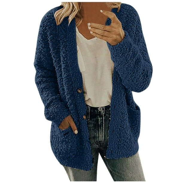 Chiccall Women's Long Sleeve Soft Chunky Knit Sweater Open Front Cardigans  Outwear Coat with Pockets Winter Coats for Women,on Clearance - Walmart.com