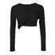 thumbnail image 3 of MHFRRA Camiseta de Manga Larga Suave para Mujer, Sin Costuras, Cómoda, Elástica, Transpirable, Informal, para Entrenamiento, con Sujetador Incorporado Negro, 3 of 5