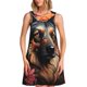 thumbnail image 1 of Fotbe Colorful Flower German Shepherd Vestido de Verano sin Mangas para Mujer – Vestido Midi Línea A, Estilo Camiseta Floral, Vestido Playero Casual y Fluido, 1 of 7