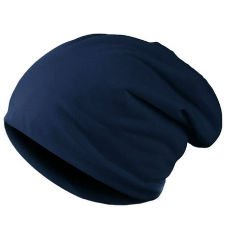 Navy Blue Slouch Hat - New Fashion Men Women Beanie Solid Color Hip-hop Slouch Unisex Knitted Cap Hat Dark Blue