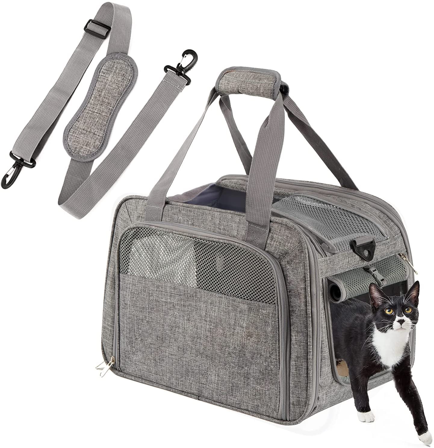 Soft Pet Carrier Breathable Mesh Window Cat Carrier Airline Approved