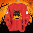 thumbnail image 6 of Cute Halloween Sweatshirt Women Black Cat Pumpkin Sleeve Graphic Print Crew Neck Long Sleeve Pullover Oversized Fleece Lined Fall Top for Spooky Season Holiday Party and Casual Outfits, 6 of 7