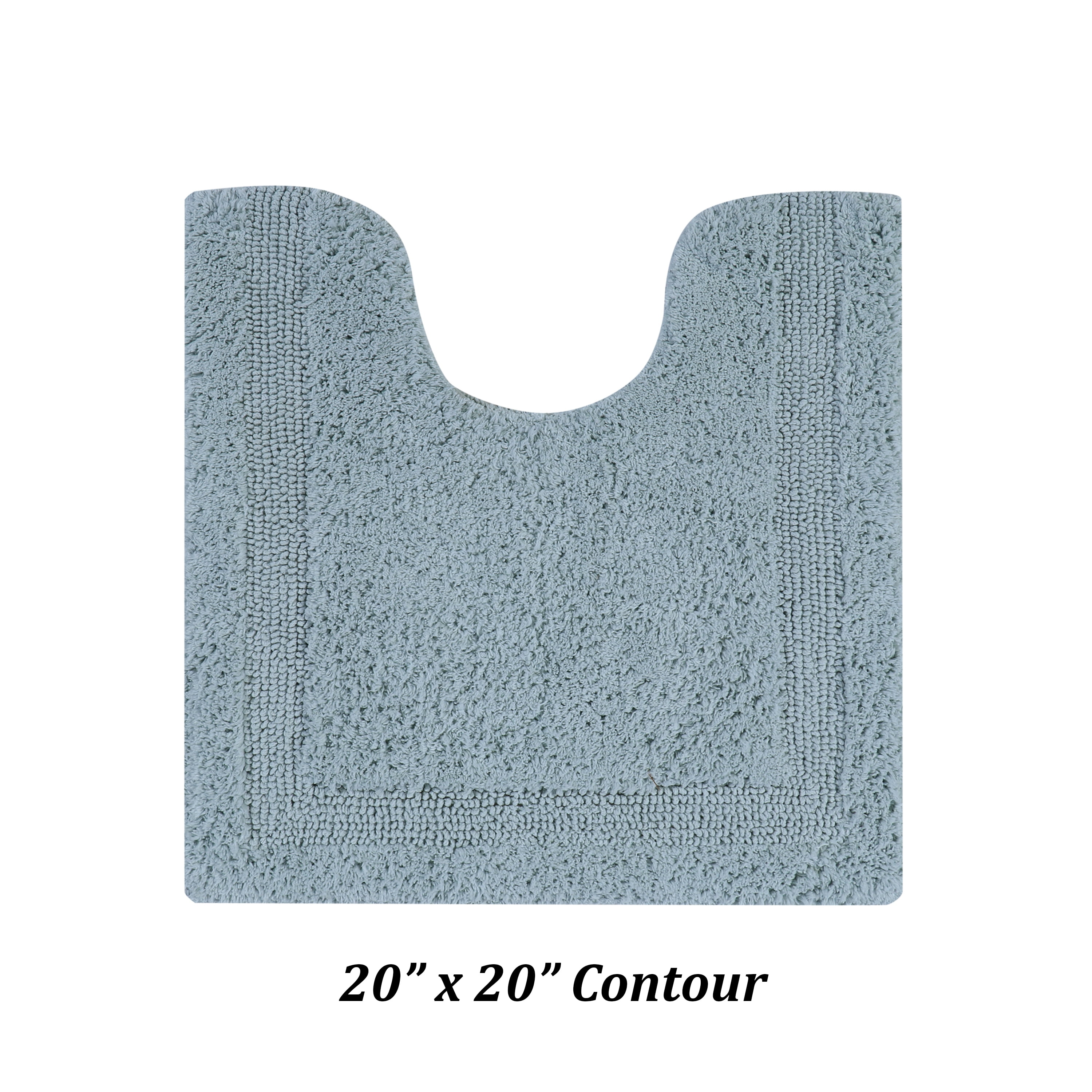 Better Trends 20" x 20" U-Shape Toilet Rug, 100% Cotton Tufted Bathroom Rug, Contour Mat, Water Absorbent, Reversible, Machine Wash (Blue) Lux Collection