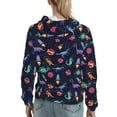 thumbnail image 7 of Lsque Space Dinosaur Pattern Casual Women's Hoodie,Hooded Sweatshirt with Kangaroo Pocket,Pullover Hoodie with Eye-catching Drawstrings-Large, 7 of 7