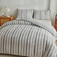 thumbnail image 3 of White and Grey Boho Duvet Cover Queen Size Striped Tufted Duvet Cover Set, Textured Bedding Set, 3 of 6