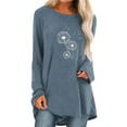 thumbnail image 1 of ManHanLi Women Dandelion Print Crew Neck Long Sleeve Tunic Top, 1 of 4