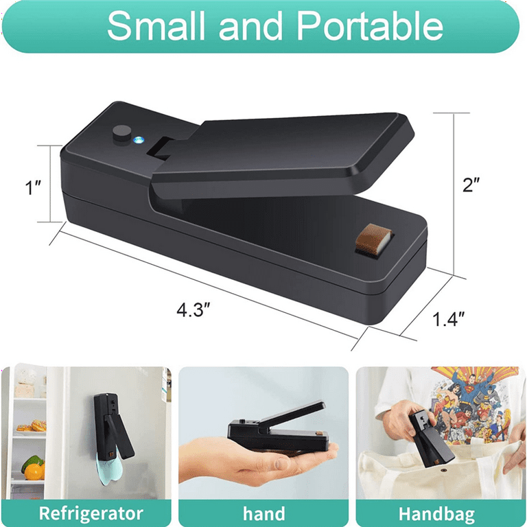Real Simple 2-in-1 Mini Chip Bag Sealer and Opener | 2 Pack Portable Mini  Heat Sealer with Cutter for Snack Bags | Battery Operated Handheld Vacuum