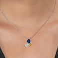 thumbnail image 3 of 925 Silver and 10K Yellow Gold Blue Sapphire and Lab Grown Diamond and Citrine 3 Stone Pendant Necklace for Women | 2.54 Cttw | Pear Shape 8X6MM | Oval 7X5MM | Round 5MM | with 18 inch Chain, 3 of 4