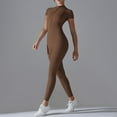 thumbnail image 2 of DHFJKG Womens Yoga Jumpsuits Workout Onesie Summer Gym Short Sleeve Zip Front High Neck Buttery Soft Tummy Control Stylish One-Pieces, 2 of 5