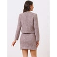 thumbnail image 3 of DARING DIVA 2Pcs Women's Business Blazer Mini Tweed Plaid Skirt Set L Pink Purple, 3 of 6