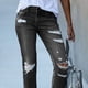 thumbnail image 4 of Pantalones con agujeros para mujer, pantalones desgastados para mujer, pantalones ajustados con dobladillo destrozado, pantalones con dobladillo destrozado, claridad notable, 4 of 9