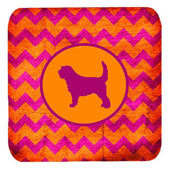 Otterhound Chevron Pink And Orange Foam Coasters, Set Of 4