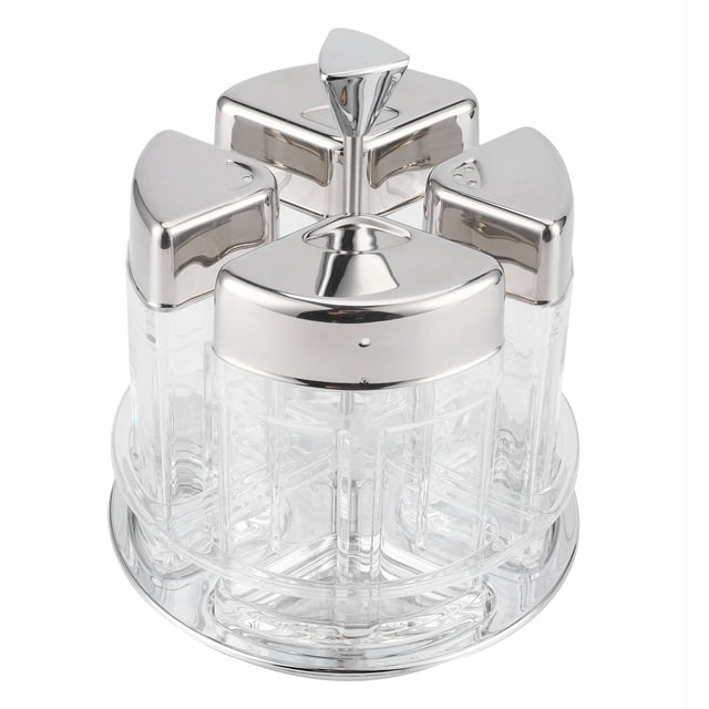 Assaisonnement Organisateur, 4pcs Rotation Condiments Assaisonnement Bocaux Assaisonnement Classe Pot Principales Caractéristiques
