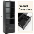 thumbnail image 3 of 74" Tall Bookcase, Freestanding Bookshelf w/ 4 Open Shelves & 2 Drawers, Modern Display Shelf with Anti-Toppling Device, Wooden Book Shelf for Bedroom, Study, Living Room, Office (Black, 74''H), 3 of 18