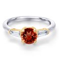 thumbnail image 3 of Gem Stone King 10K Two Tone Gold Red Garnet and Lab Grown Diamond Engagement Ring for Women | 1.50 Cttw | Round 6.5MM | Gemstone January Birthstone | Size 8, 3 of 6